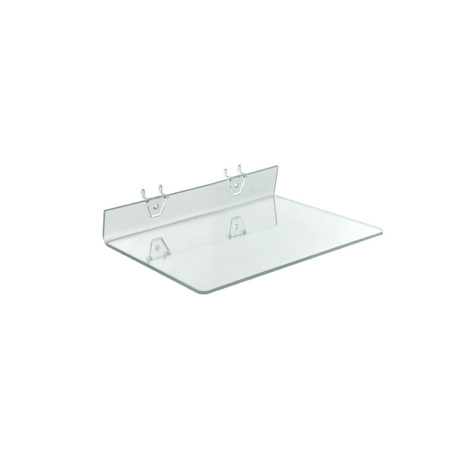 AZAR DISPLAYS 13.5"W x 8"D Clear Acrylic Shelf for Pegboard or Slatwall, PK4 556018